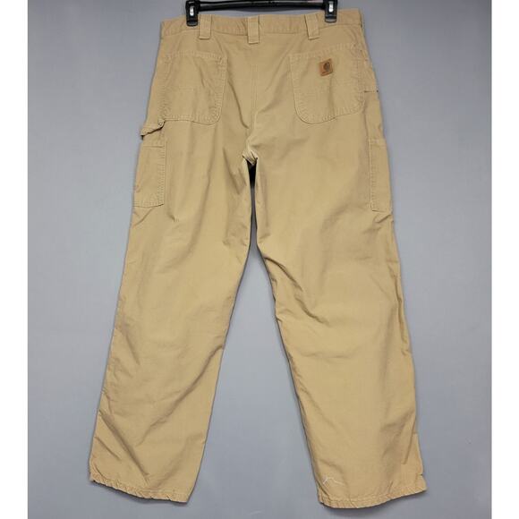 Carhartt Dungaree Fit Carpenters Pants Mens 40" x 32" Canvas Work Tan Pockets - Picture 14 of 15